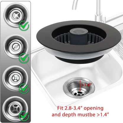 BAOLSLS 3 in 1 Kitchen Sink Stopper, Pop Up Kitchen Sink Drain Strainer | with An Extra Basket Strainer, Kitchen Sink Drain Stopper for US Standard 3-1/2 Inch, Chrome Silver