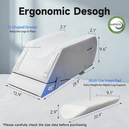 Leg Elevation Pillow for After Surgery, Adjustable 4 Heights & 2 Slopes, Knee Replacement Aid for Hip, Ankle, Knee & Leg Swelling & Pain Relief, Improves Blood Circulation – Single Leg, Patent Pending