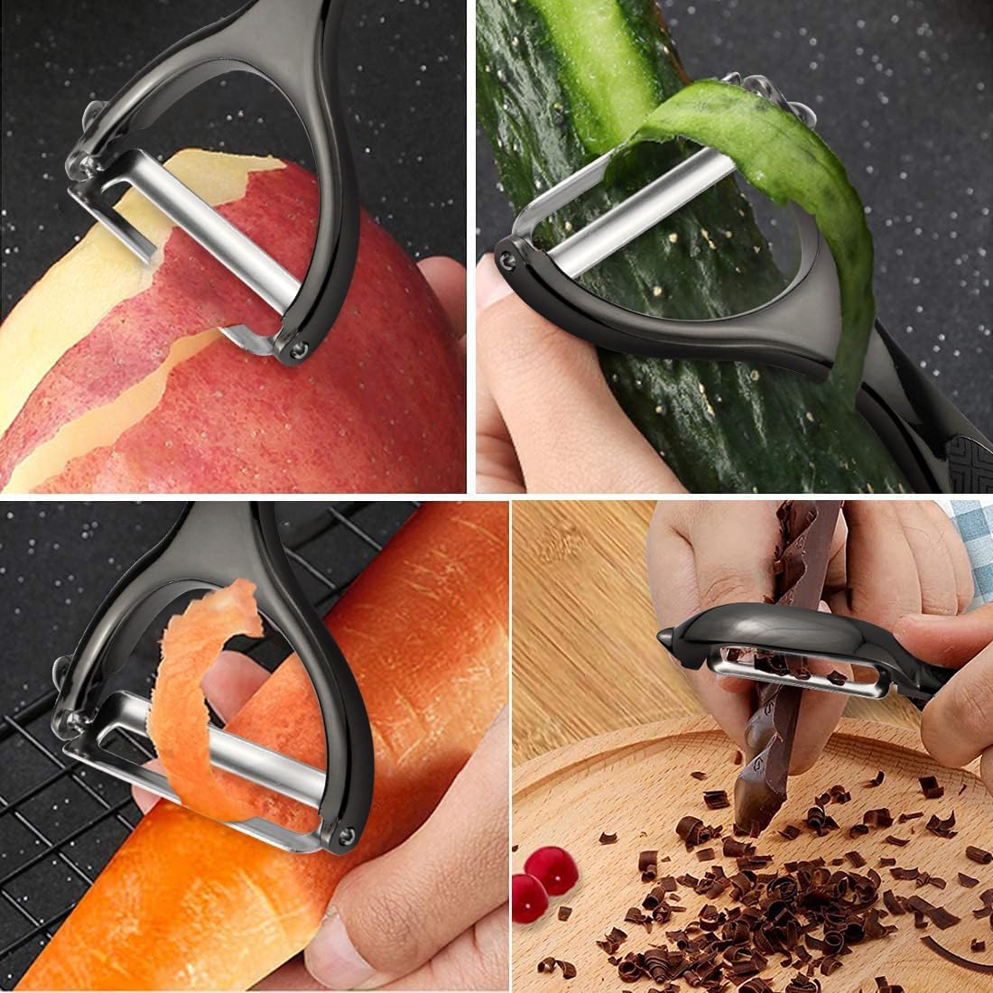 Vegetable Peeler, Stainless Steel Multi-function Potato Fruit Peeler Set, Y & I Shape Swivel Blades Kitchen Household Peeling Tools