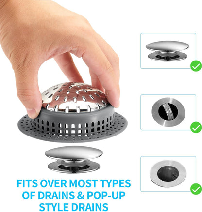 Aluvor Bathtub Drain Hair Catcher Shower Drain Cover Sink Drain Protector | Bathroom Sink & Bathtub Drain Strainer for Pop-Up & Regular Drains, grey