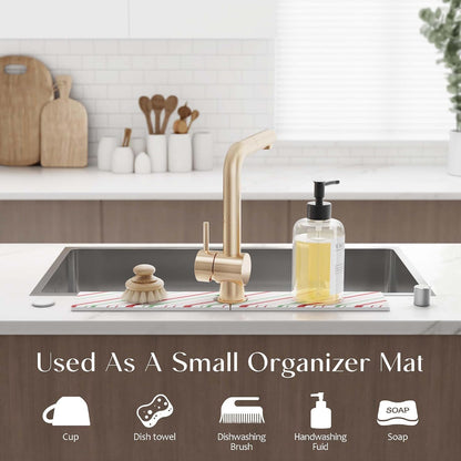 Diatomite Sink Splash Guard - DryingNeat Kitchen Faucet Mat, Instant Dry Water Absorbing Stone Tray for Sink, Durable Protector for Kitchen Bathroom Counter [Light Grey, 17.7" x 3.9"]