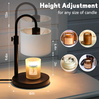 FINCMY Candle Warmer Lamp with Timer, Adjustable Height Candle Wax Warmer Candle Lamp Warmer for Jar Candles, Home Decor House Warming Gifts Compatible with Various Candles (Linen)