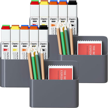 Marbrasse Magnetic Dry Erase Marker Holder,Pen and Eraser Holder for Whiteboard，Magnet Pencil Cup Utility Storage Organizer for Office, Refrigerator, Locker and Metal Cabinets (2 Pack)