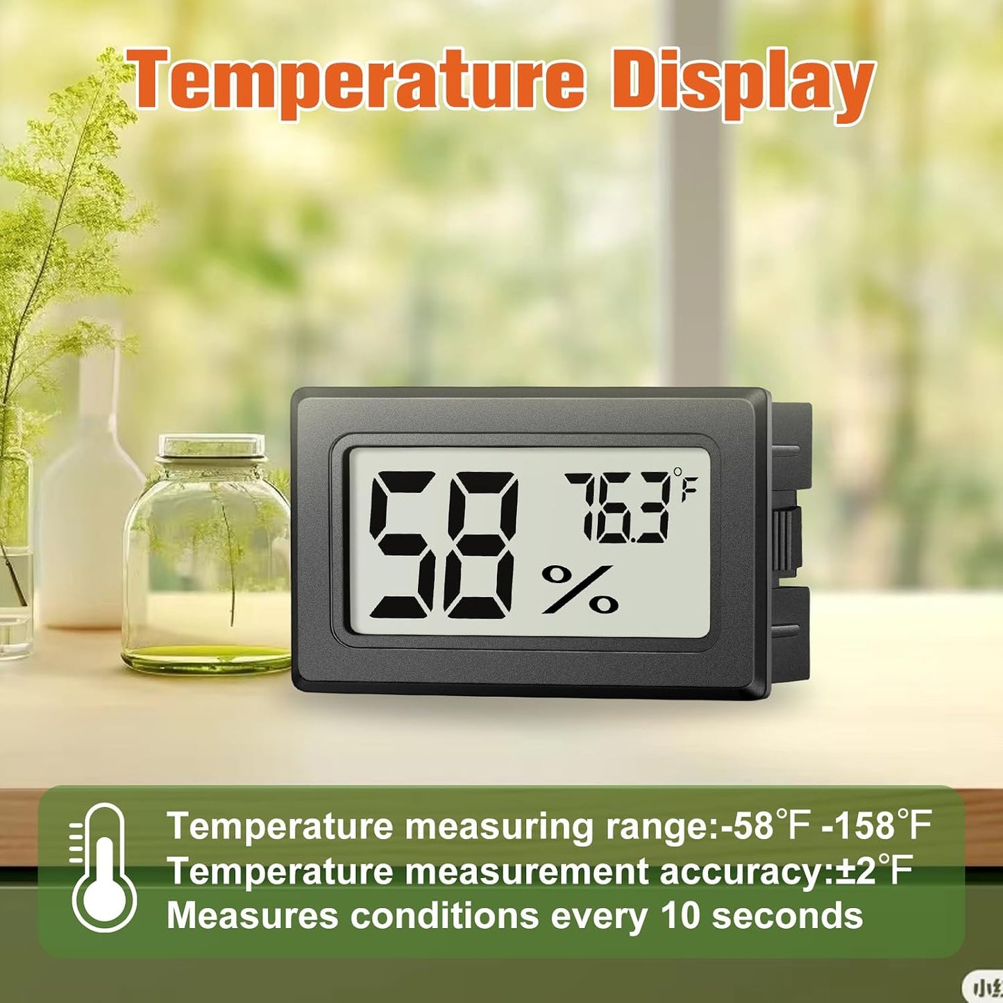 6 Pack Mini Hygrometer Indoor Humidity Meter, Digital Thermometer Monitor | Small Indoor Humidity Gauge Meter Fahrenheit (℉) for Thermostat Reptile Tank, Mason Jars JJMTDS