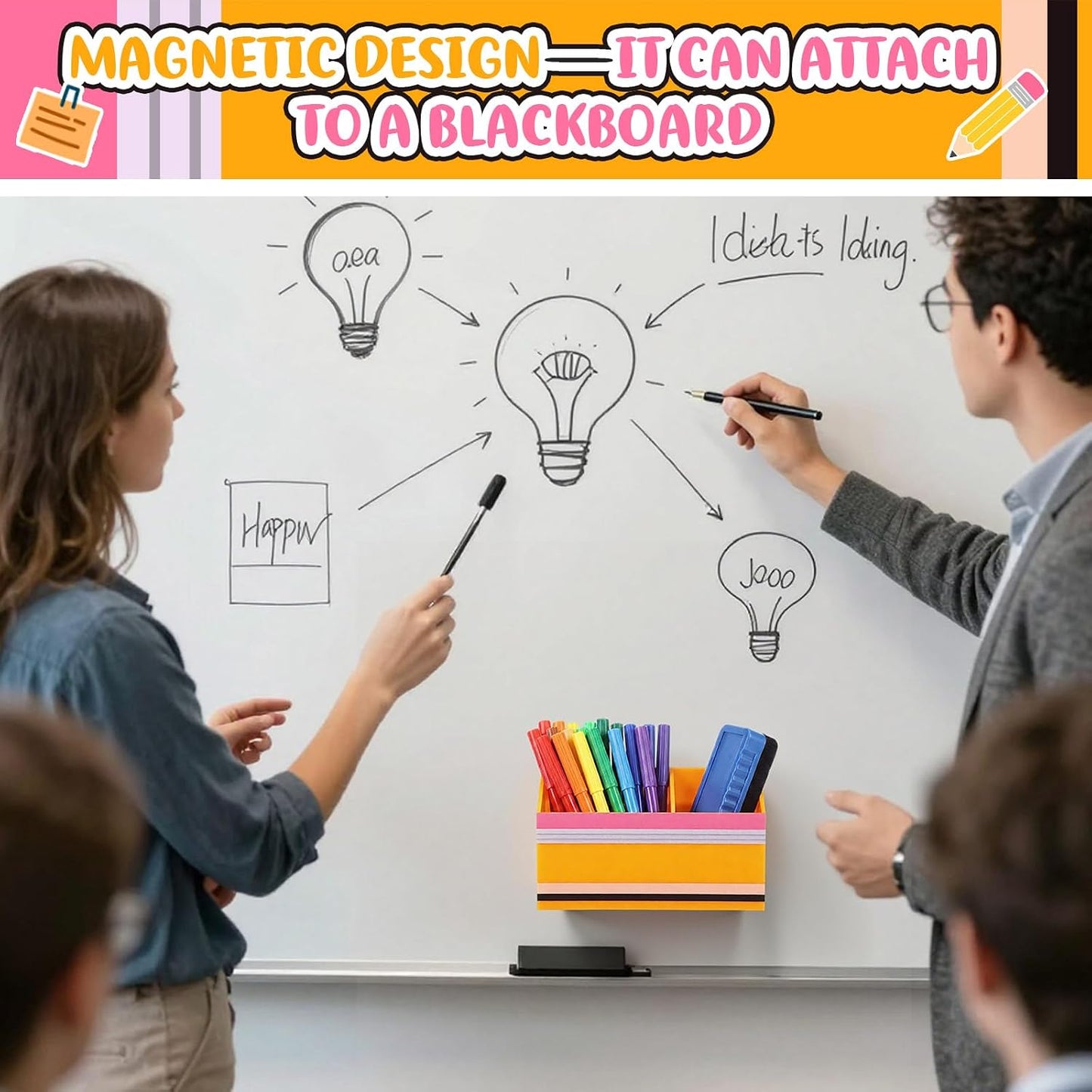 Tenceur Magnetic Dry Erase Marker Holder Acrylic Magnetic Pen Holder Whiteboard Marker Organizer for Whiteboard Fridge Refrigerator Locker Accessories Office Home Pen Storage(Checkered)
