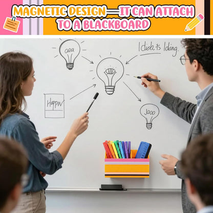 Tenceur Magnetic Dry Erase Marker Holder Acrylic Magnetic Pen Holder Whiteboard Marker Organizer for Whiteboard Fridge Refrigerator Locker Accessories Office Home Pen Storage(Checkered)