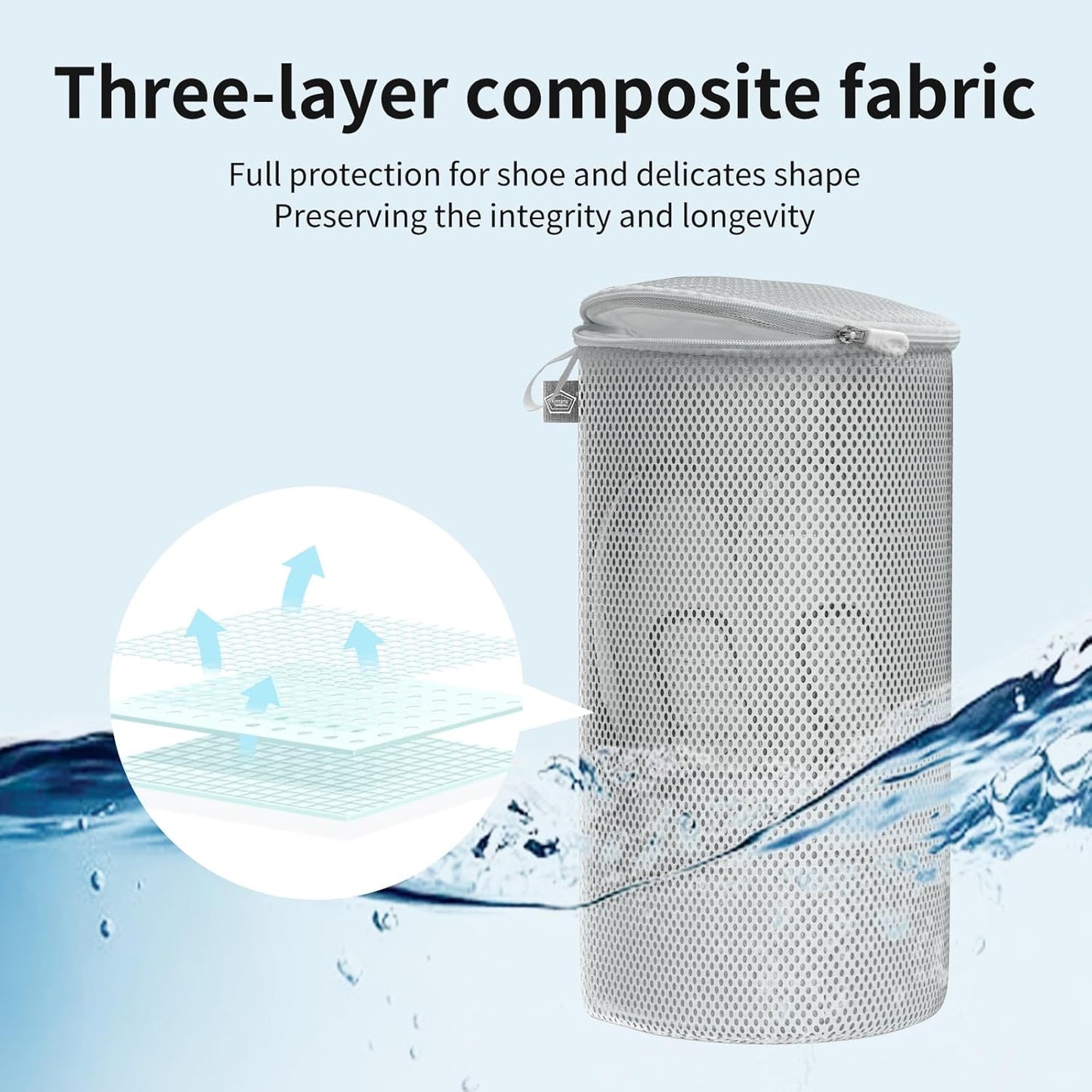 Shoe Washing Machine Bag, Laundry Bag for Sneakers, Orange, 7x15 | Bag to Wash Shoes in Washer and Dryer, for Tennis, Footwear, Trainers, Slippers, Prevent Tangling, Honeycomb Mesh