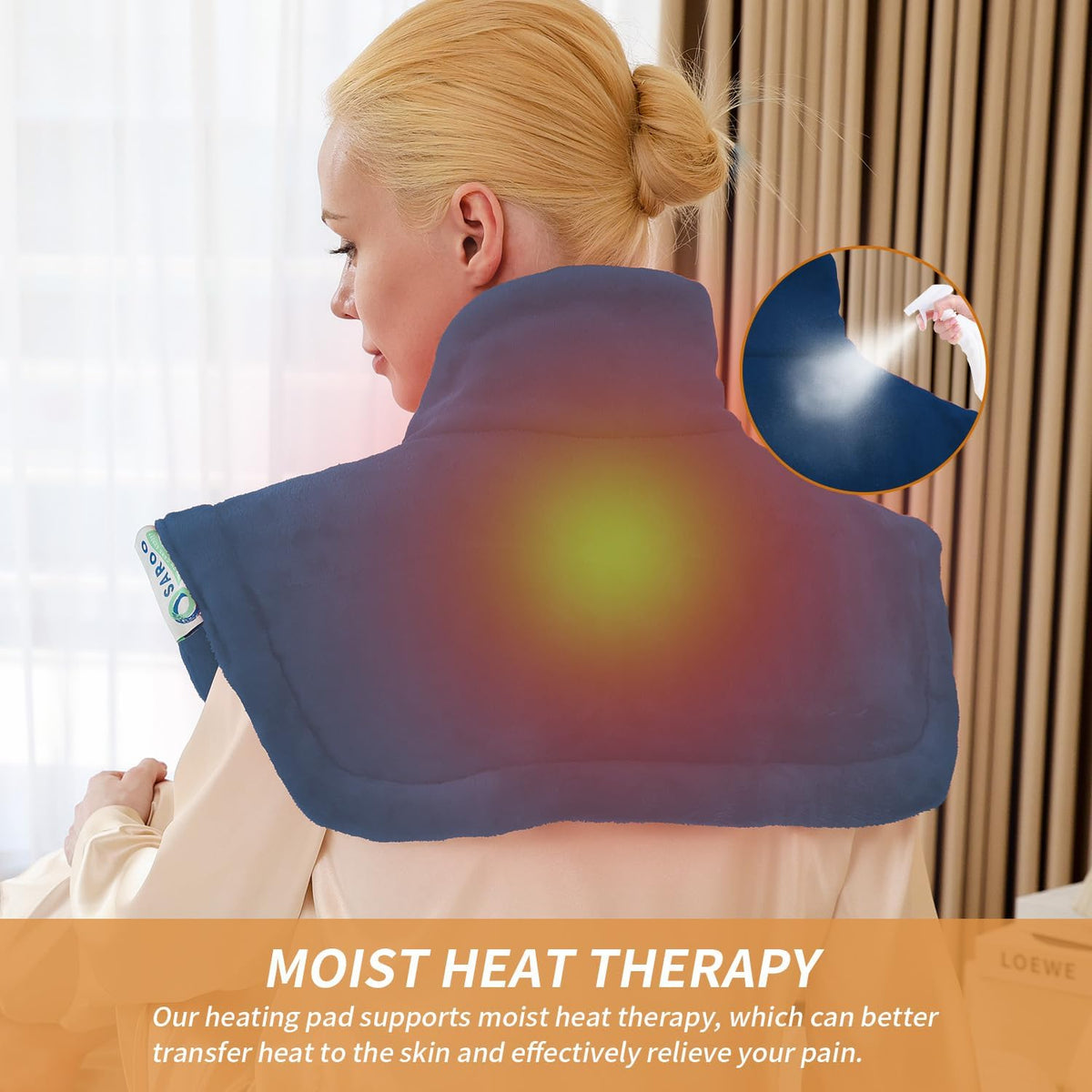 SAROO Weighted Heating Pad for Neck and Shoulders Pain Relief,19"x22",Grey