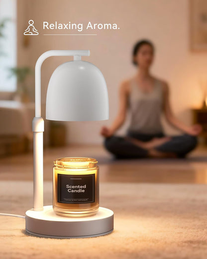 Candle Warmer Lamp with Timer Dimmable, Adjustable Height Black Candle Warmer for Jar Candles, Birthday Gifts for Women & Men, Office Decor, House Warming Gift, Wax Melt Warmer with 2 Bulbs