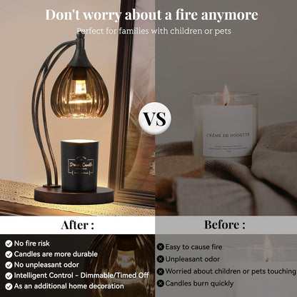 Candle Warmer Lamp with Timer and Dimmer - Electric Melter for Scented Jar Candles - Housewarming, New Home Decor