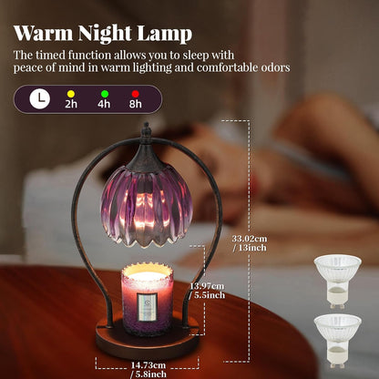 GOODBUY Candle Warmer Lamp with Timer Dimmable: Electric Candle Warmer Birthday Gifts for Women Mom - Candle Lamp Warmer House Warming Gifts New Home Decor - Wax Warmer for Jar Candles with 2 Bulbs