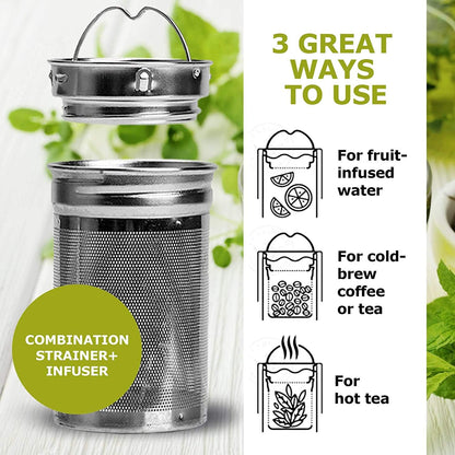 Tea Bottle Bamboo Tumbler with Infuser BPA Free Double Wall Glass Travel Tea Mug with Stainless Steel Filter | Leakproof Tea Bottle with Strainer For Loose Leaf Tea and Fruit Water 17 Ounce