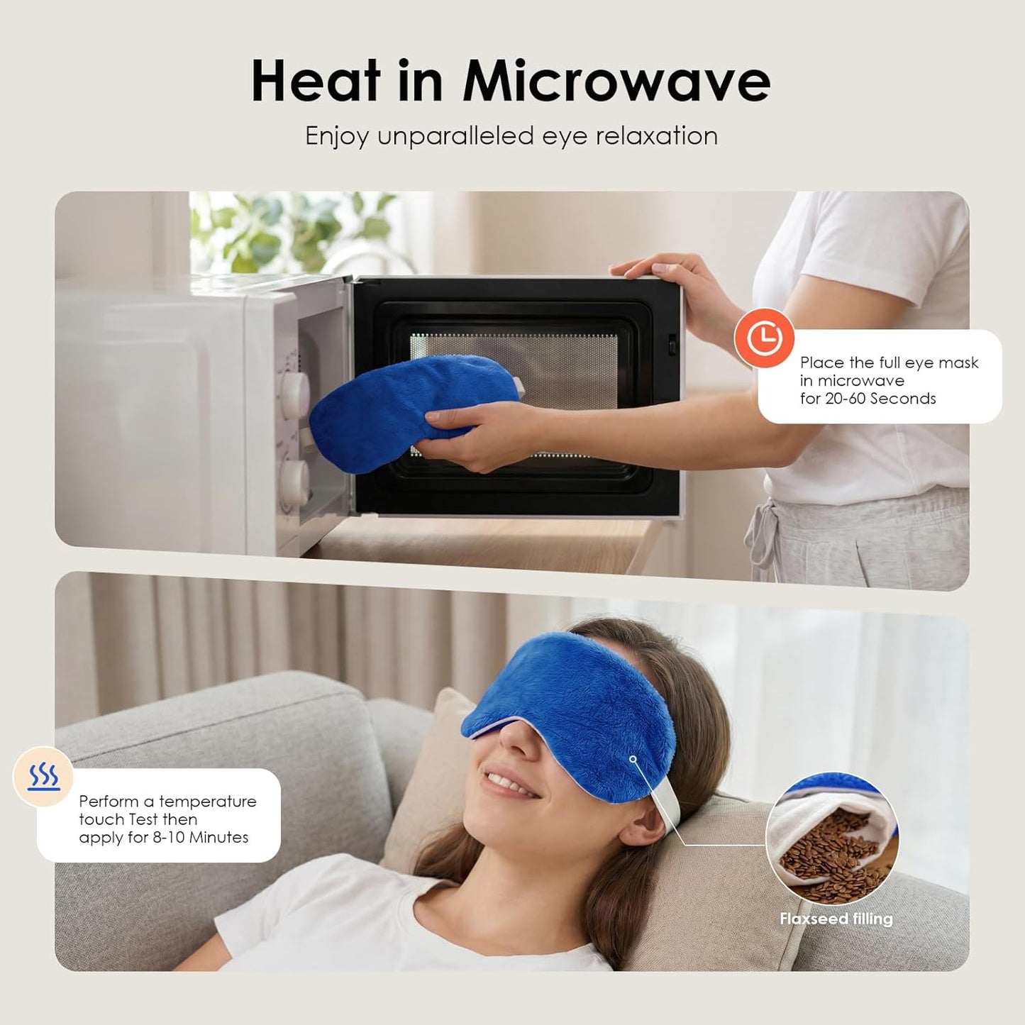 Heated Eye Mask for Dry Eyes, Steam Warm Compress for Stye Eye Treatment, Relieve, Hot Compress, Moist Heat Mask for Blepharitis (Gray)