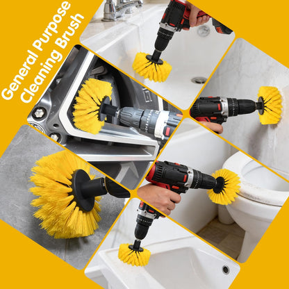 5pcs Drill Brush Set, Soft Bristle & Medium Bristle | for Car Interior, Floor, Grout, Toilet, Sink, Upholstery, Carpet