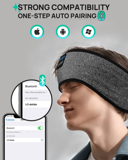 LC-dolida Sleep Headphones Headband Bluetooth 5.4, Sports Headband Earphones Wireless with Speaker Microphone USB C for Women Sleeping Gift Workout Jogging Yoga Insomnia Travel Meditation, Butterfly