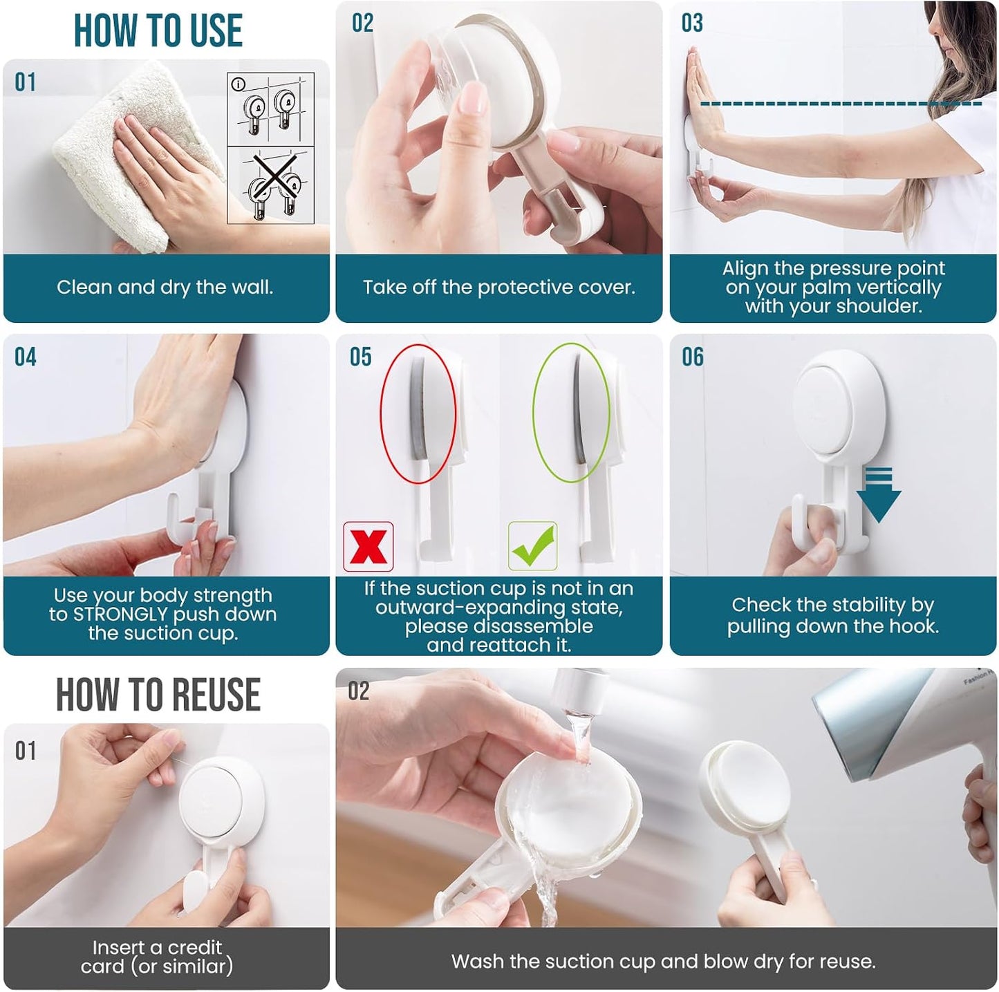 TAILI 2 Pack Upgraded Suction Cup Razor Holder for Shower Waterproof, Black | Visible Safety Indicator, Rust-Resistant Bathroom Organizer, No-Drill Glass Shower Wall Hook for Towel,Loofah,Razor,Squeegee