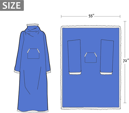 Catalonia Sherpa Wearable Blanket with Sleeves and Pocket for Adults