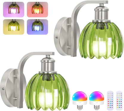 Vintage Battery Operated Wall Sconce, Wireless Wall Lights with Bulbs