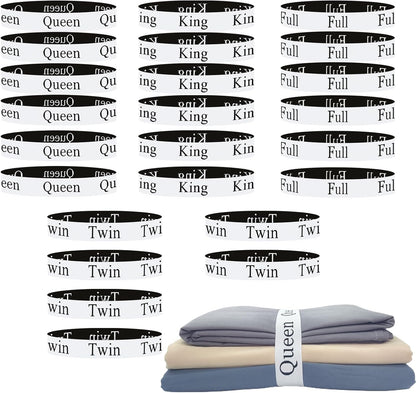 12 Pieces Bed Sheet Organizer Bands, Closet Organization Sheet Straps, Linen Labels Bedding Bands, Elastic Bed Sheet Storage Sheet Keepers （6PcsQueen 6PcsKing ）