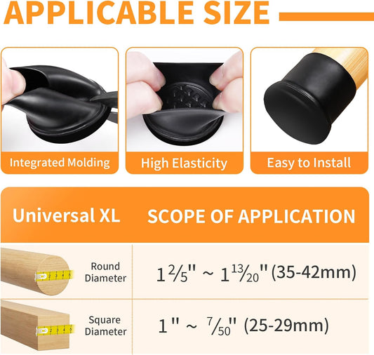 Ezprotekt Chair Leg Sliders for Carpet, 24 Pcs Square Chair Glides for Carpet, Carpet Furniture Pads Stool Leg Protectors Caps, Carpet Furniture Glides Quickly and Easily (L Fit:1" - 1.4")