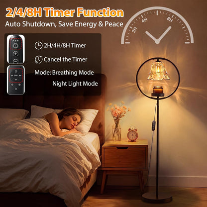 Candle Warmer Lamp with Timer & Dimmer, Black Candle Warmer Light for Jar Candles, Birthday Gifts for Women Mom Her, 50W Candle Floor Lamp for Wax Melt Warmer Modern Room Decor Light for Home(2 Bulbs)