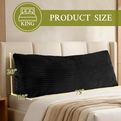 Headboard Pillow Queen, Headboard Wedge Pillow, Back Rest Pillows for Sitting, Reading, Working, Triangle Pillow with Removable Cover, Daybed Pillows for Bed Dorm Sofa, Dark Grey