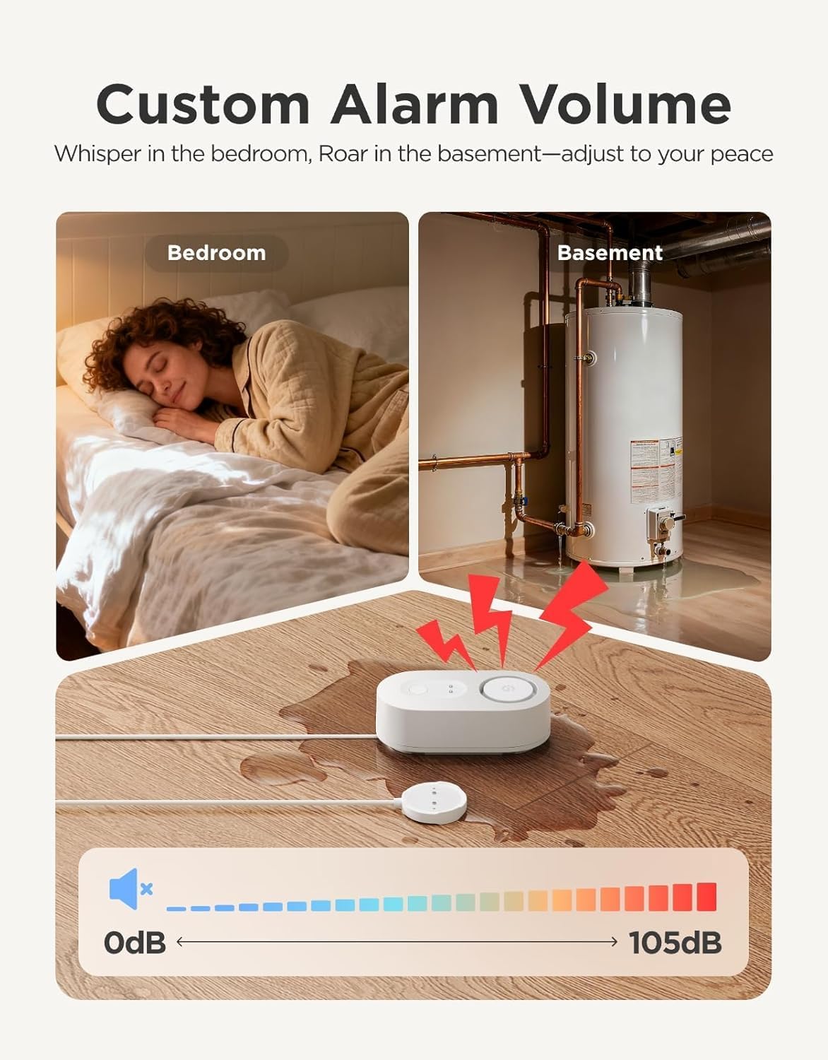 GoveeLife Upgraded Smart Water Leak Detector 1s with 4.92 ft Cable, 3 Pack | WiFi Water Sensor with SMS/Email/APP Push and Sound Alarm, 5Yr Battery Life, IP66, Suit for Home, Basement, Kitchen, Cabin/RV