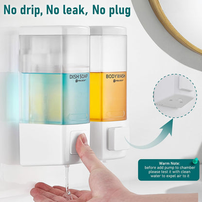 Pollock Shampoo and Conditioner Dispenser,Black 3 Chamber * 500ML | Shower Soap Dispenser Wall Mounted, Body Wash Dispenser No Drill,Refillable Shower Dispenser for Bathroom,Hotel,Public Place