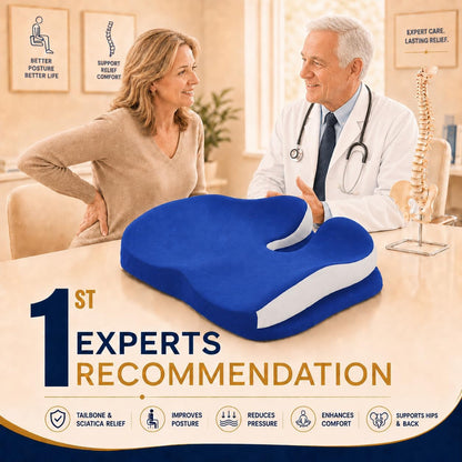 Memory Foam Ergonomic Seat Cushion for Office Chairs Pain Relief | Suitable for prolonged sitting, relieves tailbone pain, fits office chairs, wheelchairs, car seats and computer desk chairs