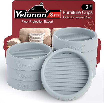 Non Slip Furniture Pads for Hardwood Floors -8 Pcs 3” Furniture Coasters Cups, Anti Skid Furniture Grippers Rubber Feet, Floor Protectors for Furniture Bed Couch Stoppers