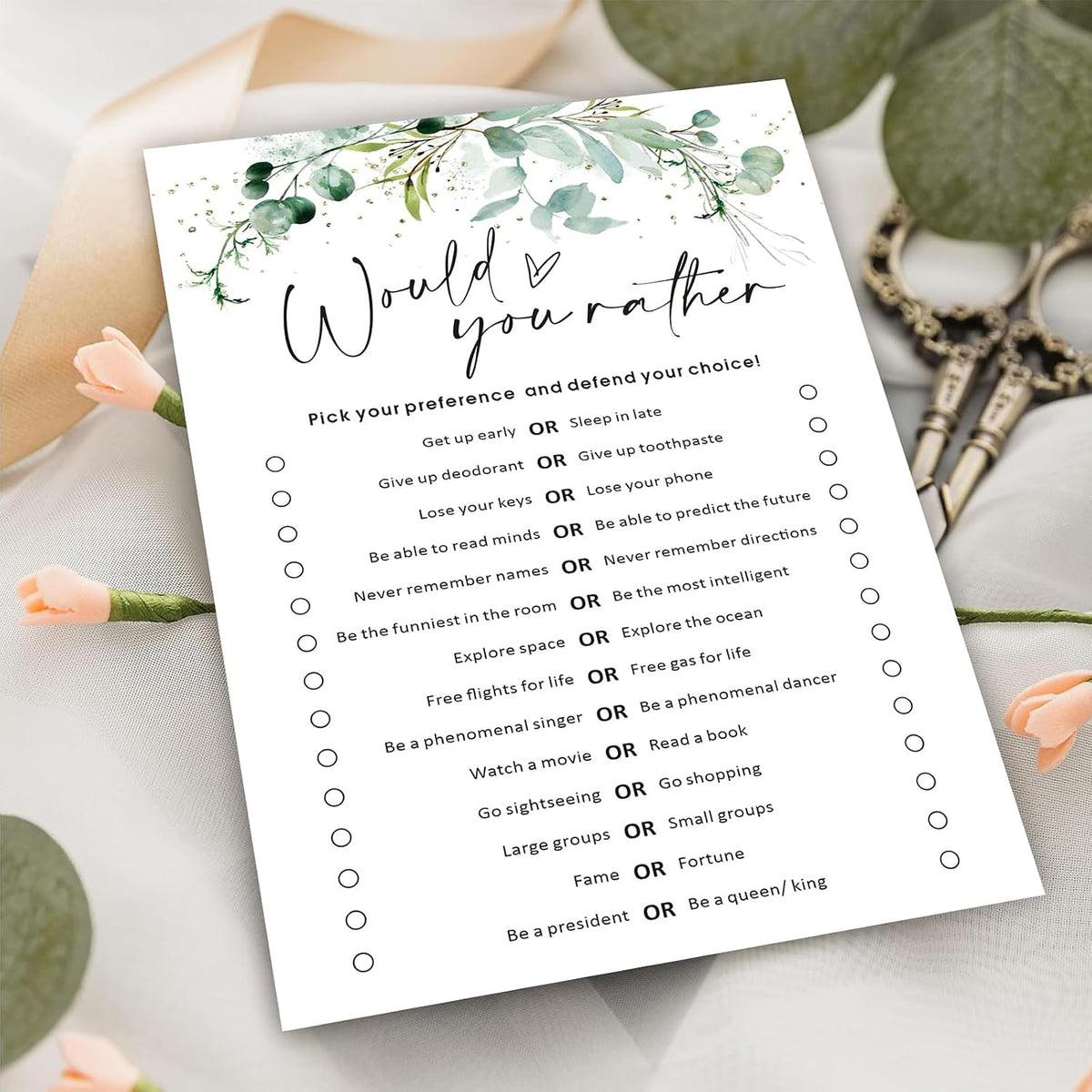 What’s on Your Phone Game Cards Set of 30, 5x7 in Icebreaker Bingo Cards, Greenery Office Team Games, Birthday Party Games for Adults, Back to School - 02