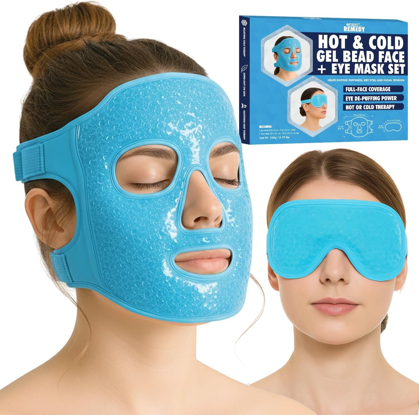 Perfect Remedy Face Ice Pack, Reusable Hot & Cold Ice Face Mask, Gel Compress for Helping with Puffy Eyes and aiding in Conditions of Swelling, Facial Spa Cooling Mask for Women and Men (Blue)
