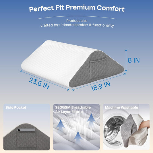 Simpledad Wedge Pillow for Sleeping, 3PCS Orthopedic Bed Wedge Pillow Set | 15-in-1 Adjustable Memory Foam Wedge Pillows Post Surgery, 9&16&20 inches Height Back Pillow 3-in-1 Incline Wedges Pillows