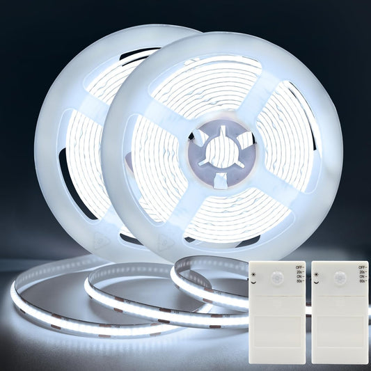 2 Pack Battery COB Motion Sensor Strip Lights with Day & Night Modes