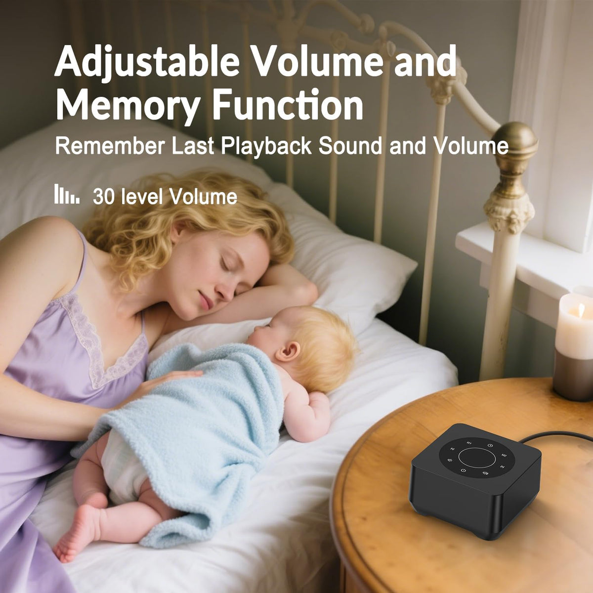 White Noise Sound Machine, Noise Machine for 20 Soothing Sounds, 2 Customizable Shortcut Buttons, Timer, Memory Function, USB-A Cable Included (Battery&Adapter NOT Included)for Baby, Kids&Adult(Black)