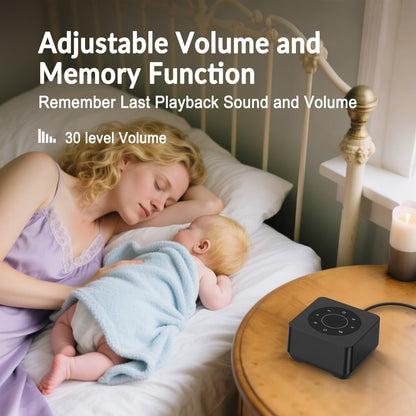 White Noise Sound Machine, Noise Machine for 20 Soothing Sounds, 2 Customizable Shortcut Buttons, Timer, Memory Function, USB-A Cable Included (Battery&Adapter NOT Included)for Baby, Kids&Adult(Black)