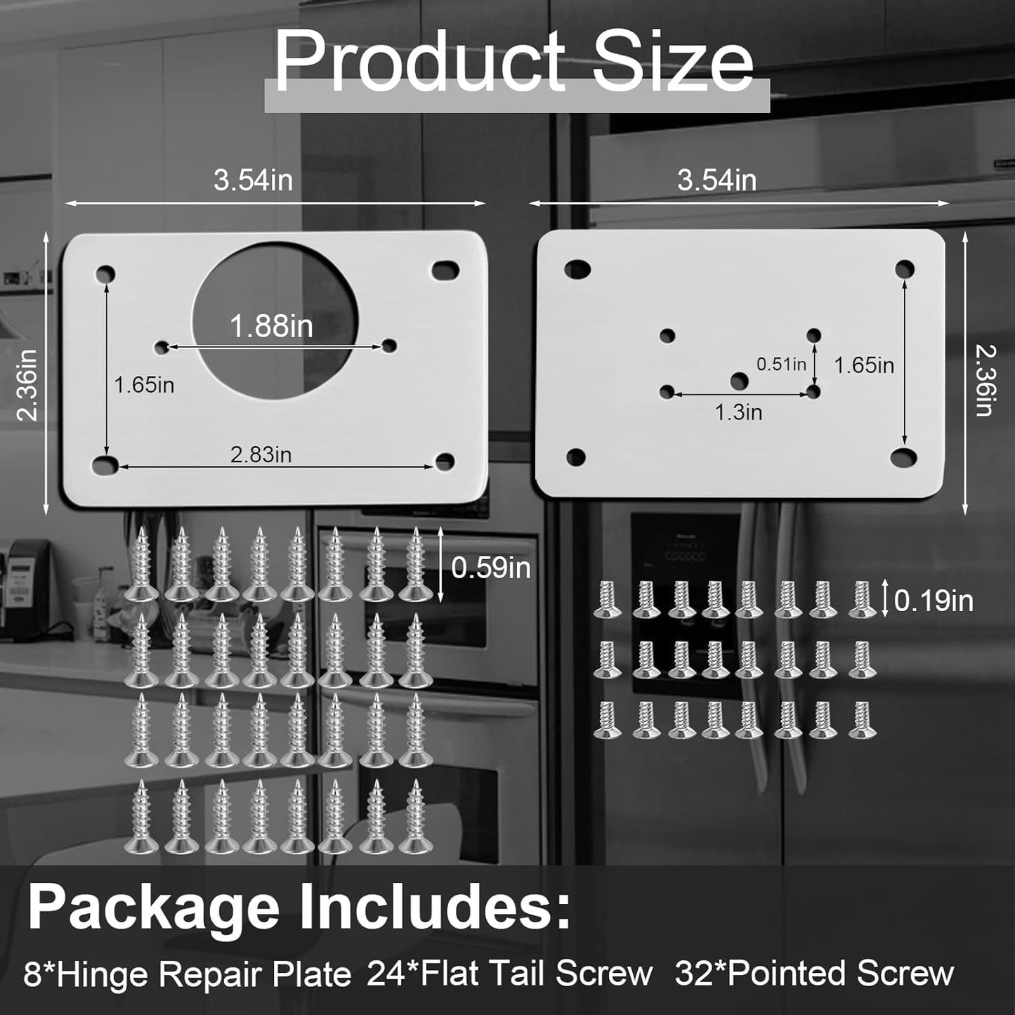 2Pairs Thick Hinge Repair Plate Kit with Hole for Cabinet Door | Rust Resistant, Stainless Steel Plate Repair Brackets, Easy Installation with Mounting Screws Fixing for Kitchen Cupboard