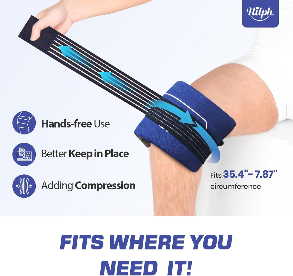 Hilph Ice Packs for Injuries 2 Pack, Hot Cold Gel Therapy Wrap with Strap