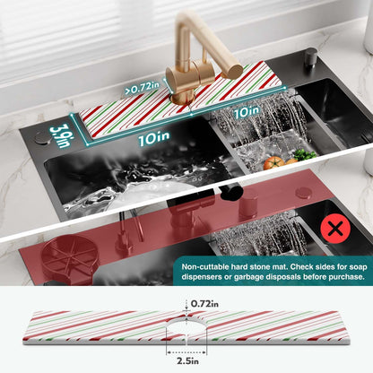 Diatomite Sink Splash Guard - DryingNeat Kitchen Faucet Mat, Instant Dry Water Absorbing Stone Tray for Sink, Durable Protector for Kitchen Bathroom Counter [Light Grey, 17.7" x 3.9"]