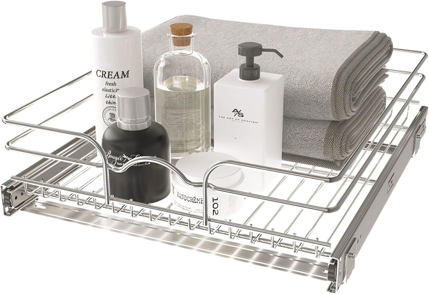 Rev-A-Shelf Pullout Organizer for Cabinets, Min Opening Width of 18" | STwo-Tier Steel Shelf for Kitchen or Vanity Cabinet Organization, Heavy Gauge Wire Slide Out Storage Basket, 5WB2-1822CR-1