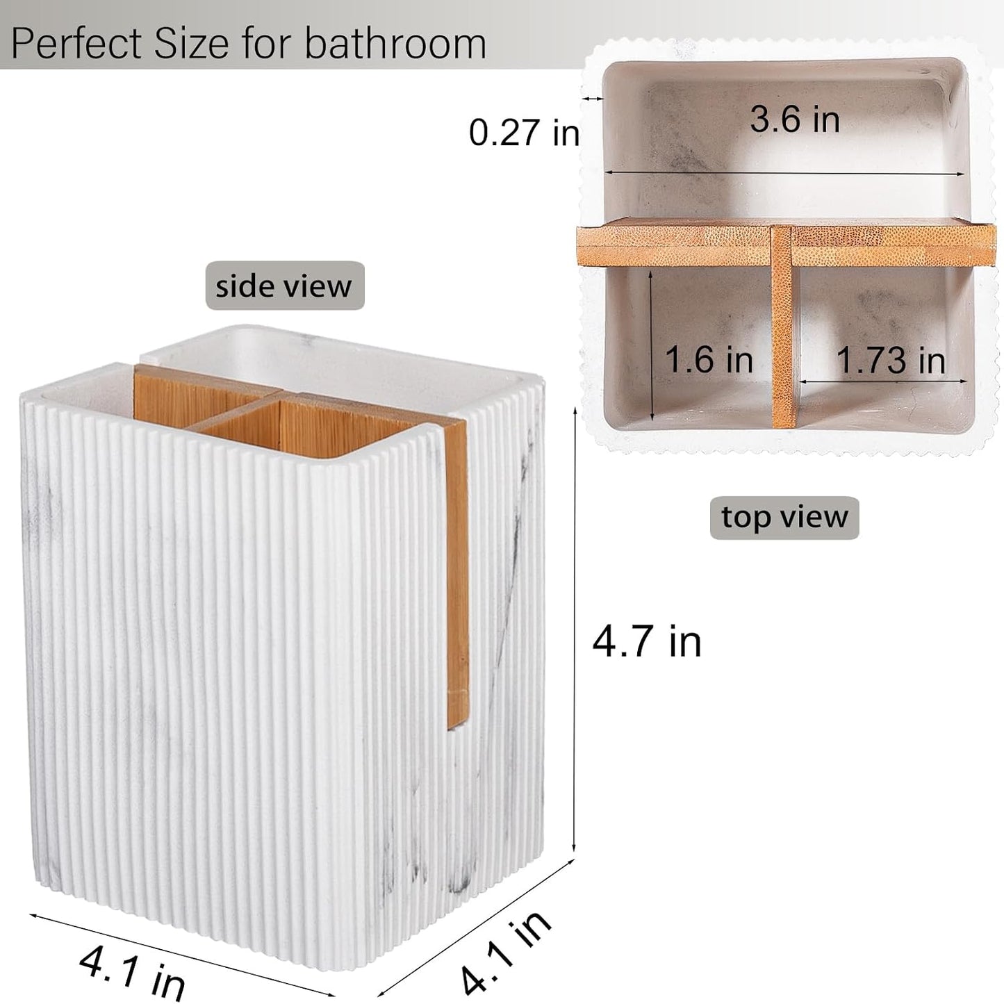 Toothbrush Holders for Bathroom, Bamboo Electric Toothbrush Stand, White | Toothbrush and Toothpaste Organizer for Sink Countertop, Bathroom Storage Stand for Brushing Accessories
