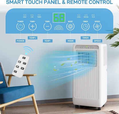 Garvee 14,000 BTU Portable Air Conditioner, 3-in-1 Portable AC for Rooms | Fast & Quiet Cooling for Rooms up to 750 Sq.Ft, Remote Control, LED Display Panel, Included Easy Install Window Kit