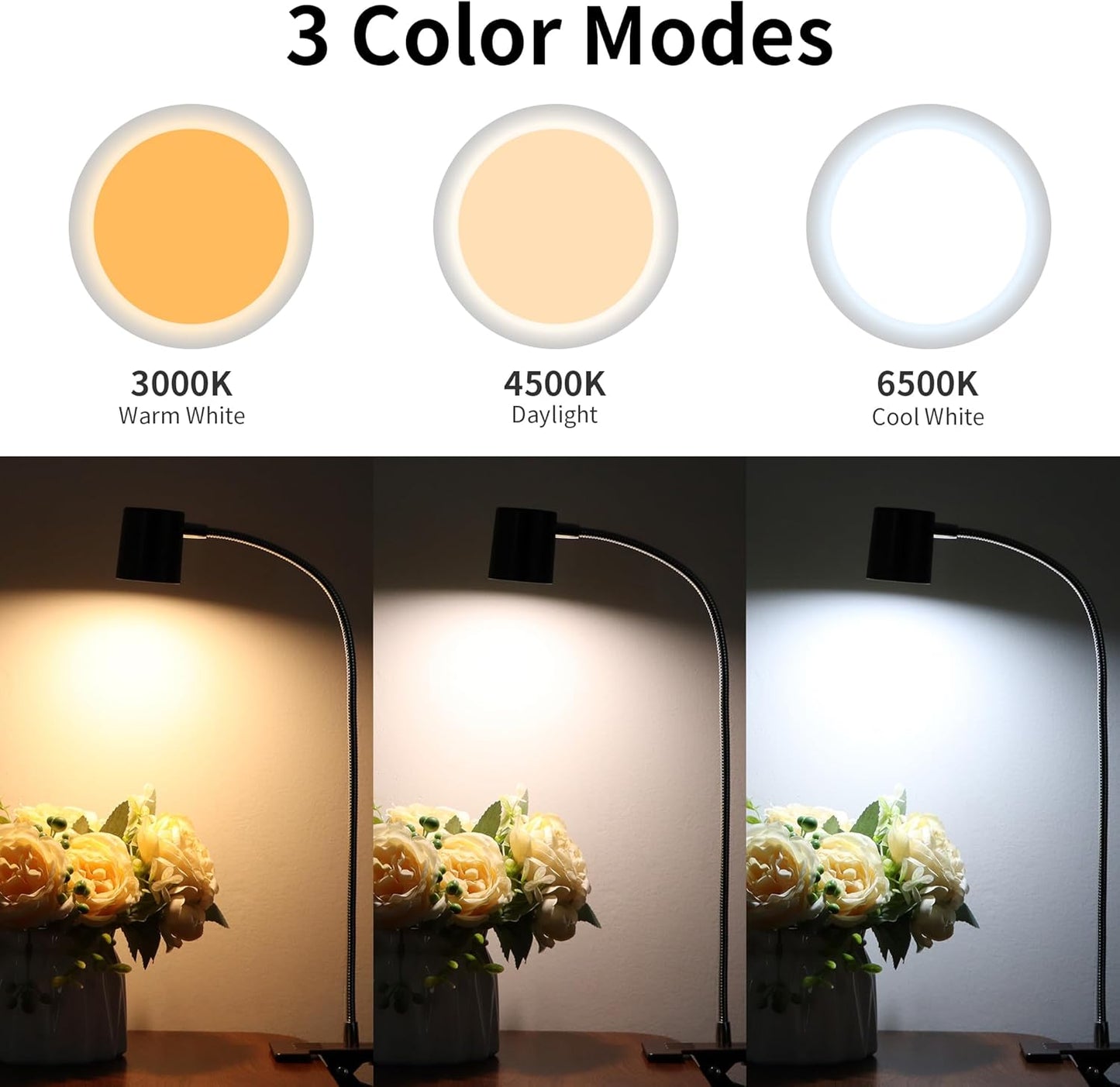 Desk Lamp USB Clip On Light,Book Lights for Reading at Night Clamp Light | 3 Color Modes,10 Brightness Clamp Light,360° Gooseneck LED Reading Light for Books in Bed,Eye-Care for Home Office,Headboards