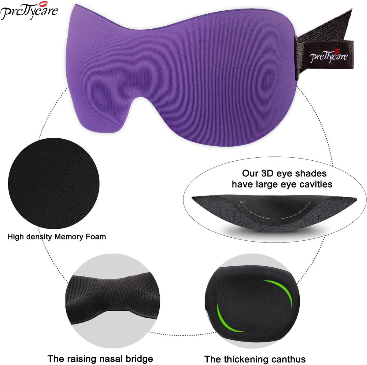 PrettyCare 3D Sleep Mask 2 Pack,Eye Mask for Side Sleeper 3D Contoured Sleeping Mask Blackout Out for Men- Blindfold Airplane with Ear Plugs, Night Masks with Travel Bag (Black&Blue)