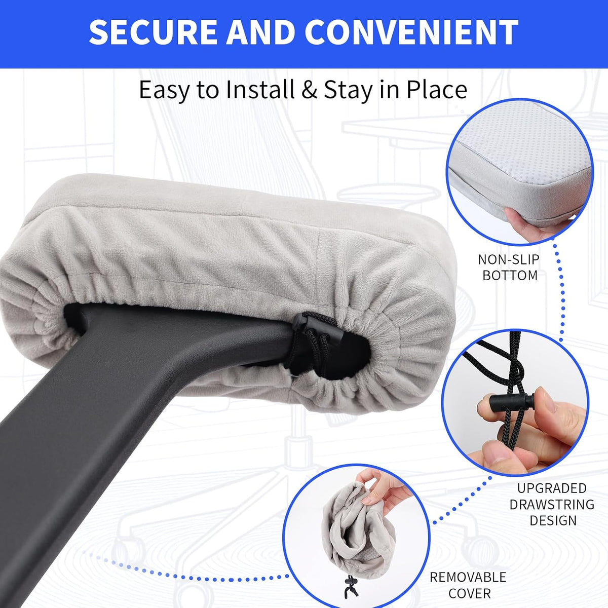 YOUFi Office Chair Arm Covers,Extra Soft Velvet Armrest Cushion,Set of 2