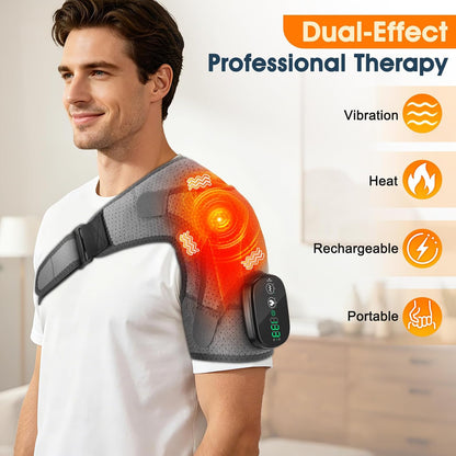 Shoulder Heating Pad with Massage, Rotator Cuff Shoulder Brace for Frozen