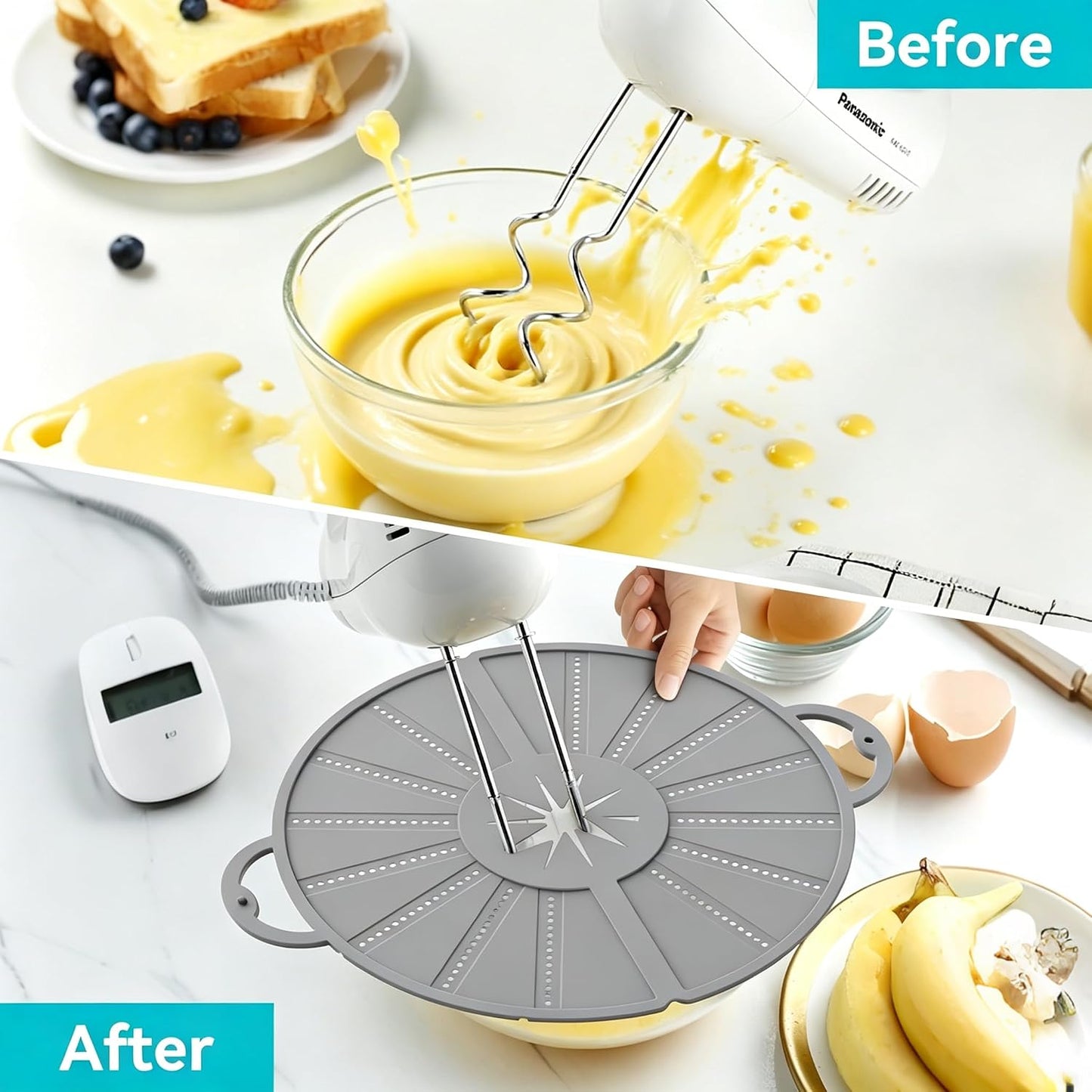 Foldable Silicone Splatter Screen for 10-13'' Pans with Handle,Red| Foldable Splash Guard, Multi-Use Grease Splatter Guard/Trivet Mat,Non-Stick Oil Splatter Guard,BPA-Free,Dishwasher Safe