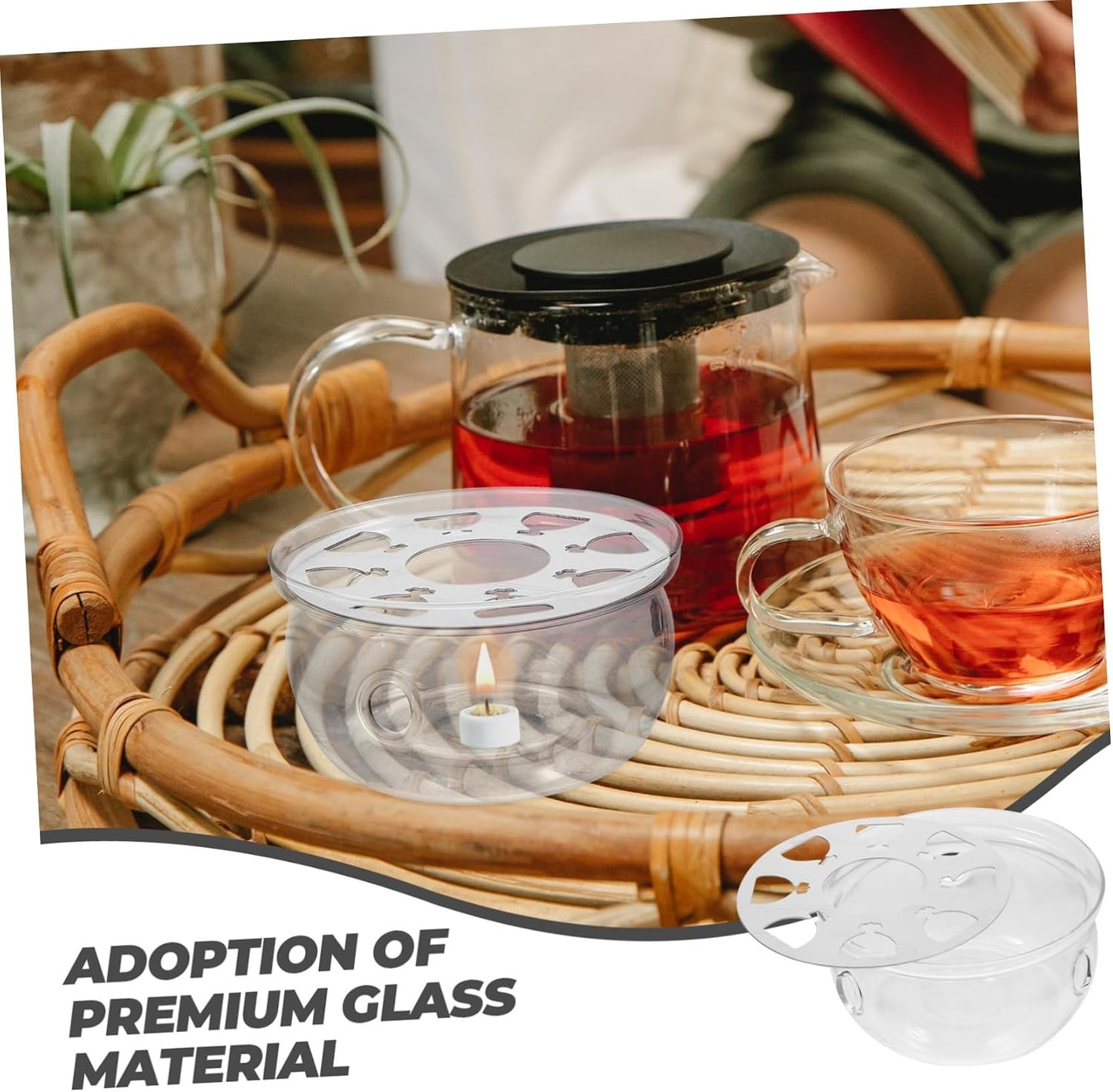 STOBAZA Household Glass Teapot Warmer Non-Slip Base Elegant Tea Heating Tool for Maintaining Warmth Gatherings and Special Occasions