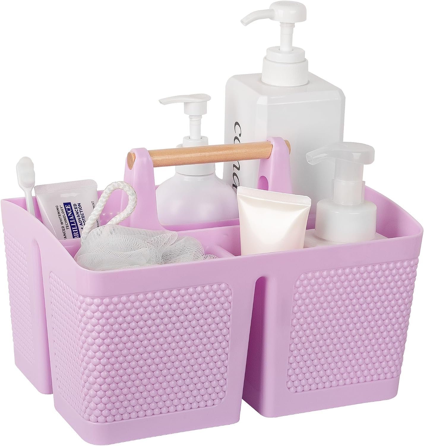 rejomiik Plastic Shower Caddy, Portable Shower Basket with Handle, Cream | Cleaning Caddy Organizer for Bathroom, College Dorm Room Essentials, Storage Tote