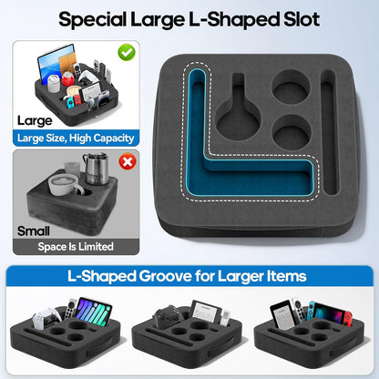 Couch Cup Holder Pillow, Sofa and Bed Caddy for iPad, Kindle, Switch, Game Controller, Remotes, Phones, Small-Sized Cup & Drink Holder for Couch, Bed, Desk, Car, Beach, Bathroom Cup Holder